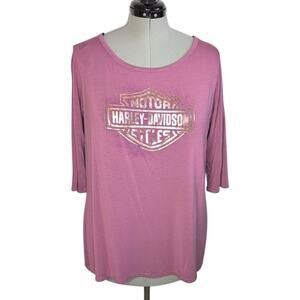 Harley-Davidson Motorcycles Mauve T-Shirt Women's 2X Graphic Tee, Palm Beach, FL